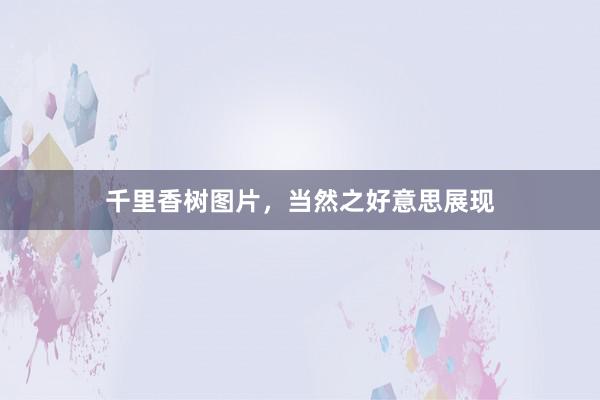 千里香树图片，当然之好意思展现